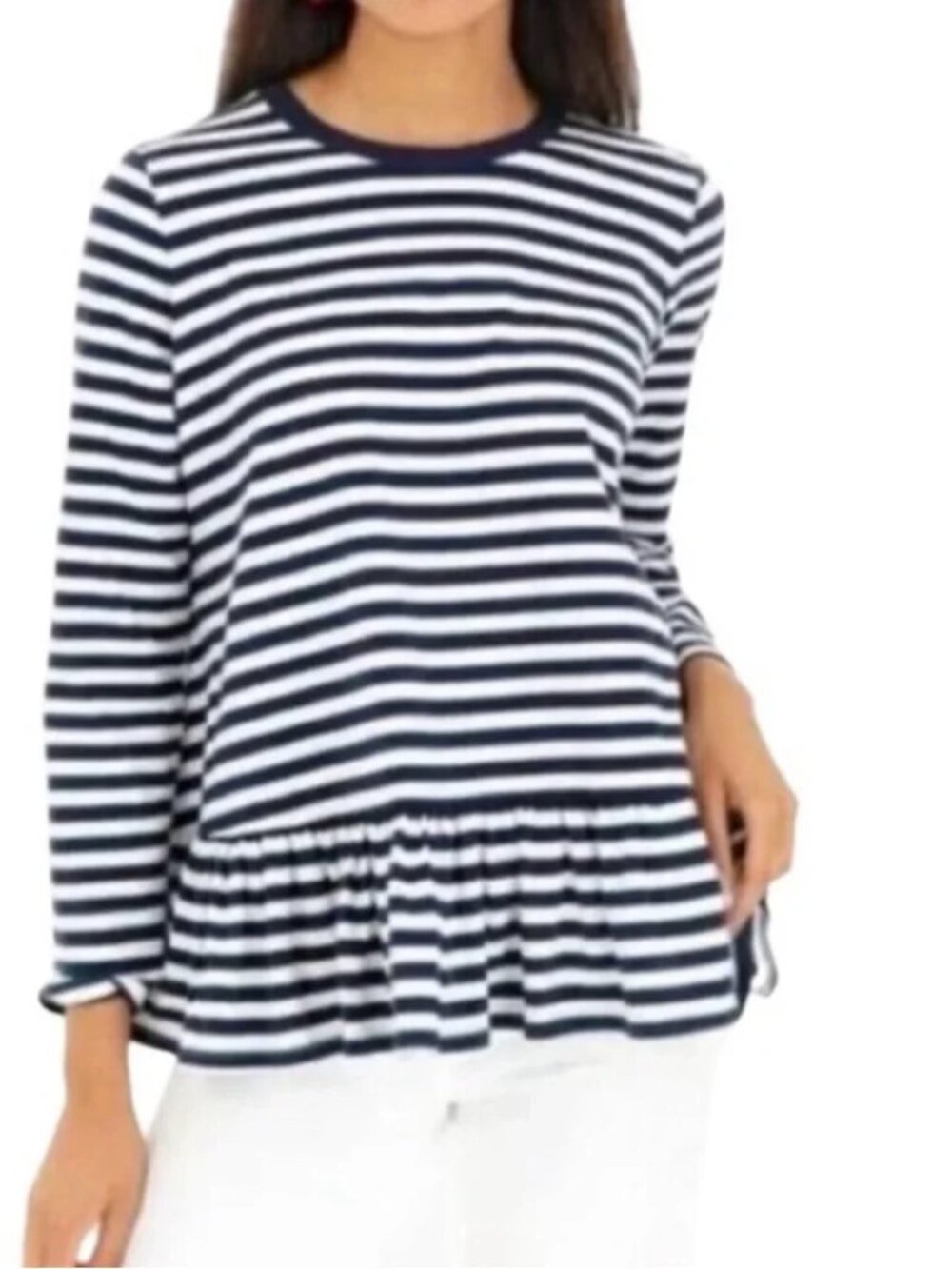 Pomander Place / Tuckernuck Striped Long Sleeve Ruffle Top, Size XS